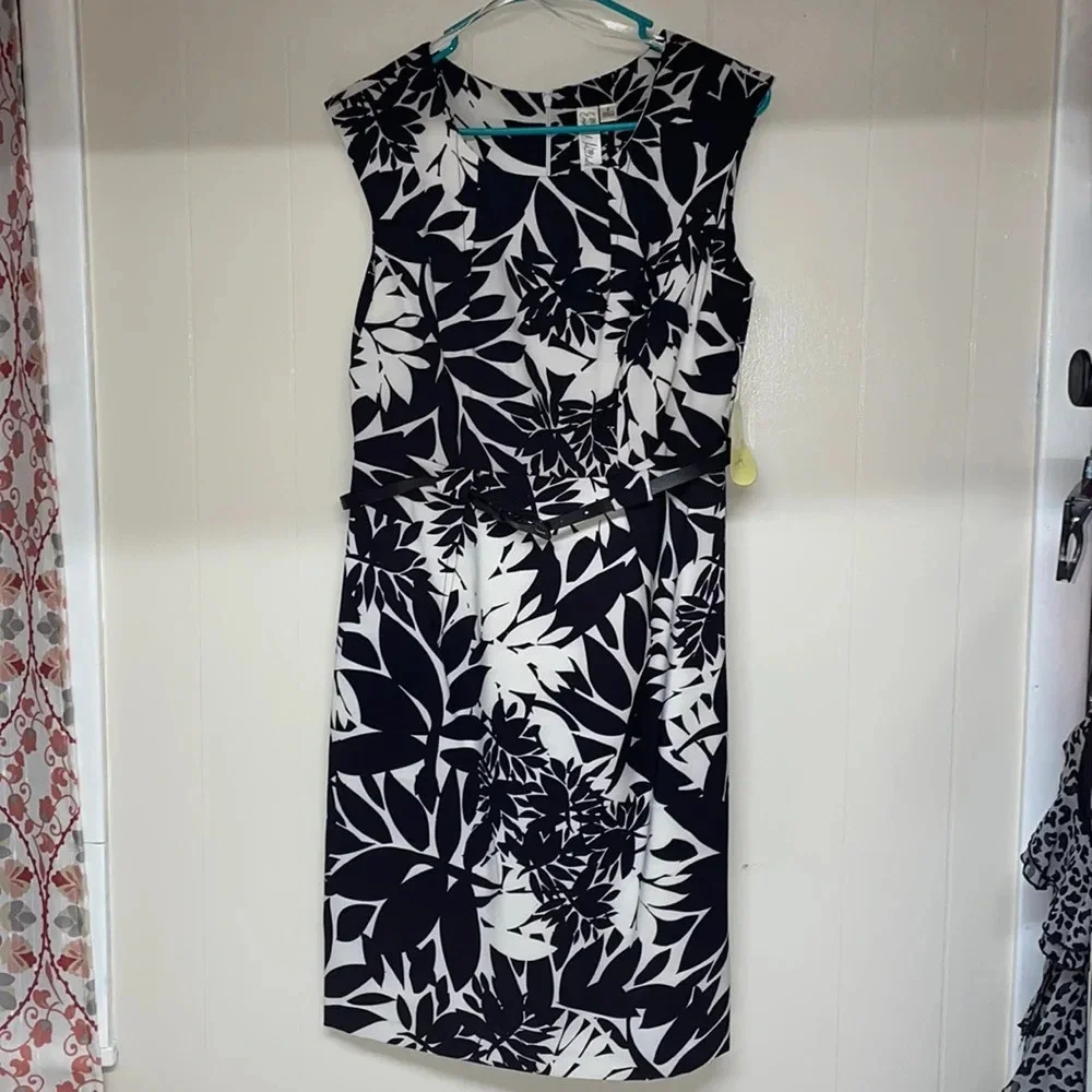 NWT Emma & Michele Floral Black and White Dress Sz 8 - Picture 1 of 8